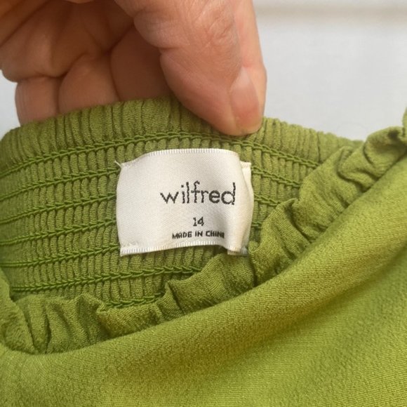 Aritzia Wilfred Green Sleeveless Self Tie Smock Mini Fable Dress Size 14 - Picture 7 of 9